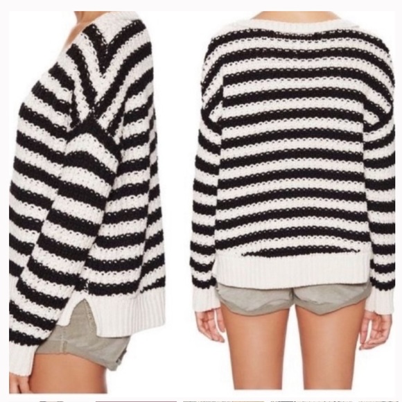 Free People Oversized Striped Knit Sweater Size S - Picture 6 of 6